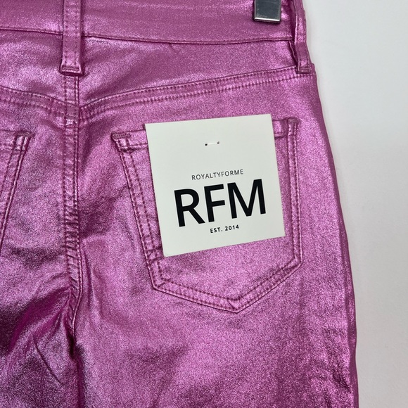 NWT RFM Hot Pink Metallic Straight Leg Pants Sz 25 - Picture 8 of 9